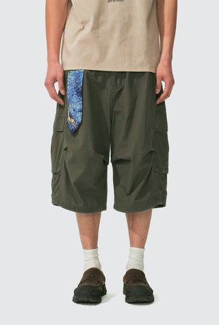 [Monterest] Washed Cotton Cropped Cargo Shorts