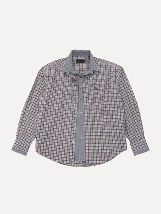 [MASONPRINCE] Layered Plaid Cotton Blend Shirt