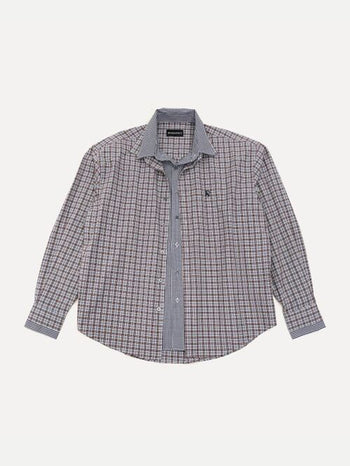 [MASONPRINCE] Layered Plaid Cotton Blend Shirt