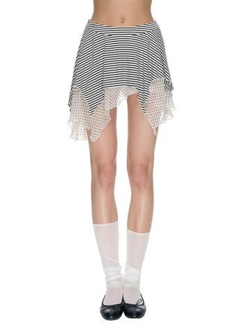 [NECY] Irregular Dot Double Hem Mini Skirt