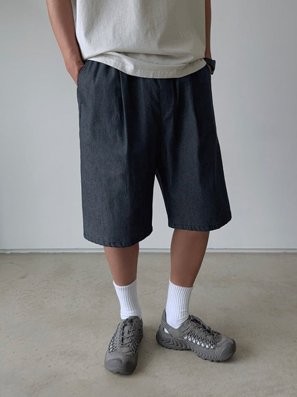 Fuse One-Pleat Raw Bermuda Shorts
