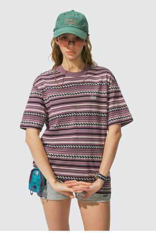 [Monterest] Cotton Totem Stripe Embroidered Tee
