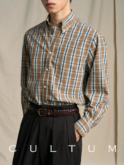 [CULTUM] Brushed Cotton Plaid Button-Down Shirt