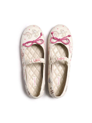 [Moromoro2] Bunny Print Ballet Flats with  Bow