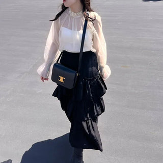 Can-can frill long skirt