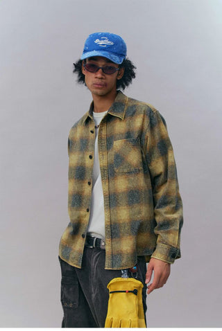 [Monterest] Washed Brushed Plaid Flannel Shirt