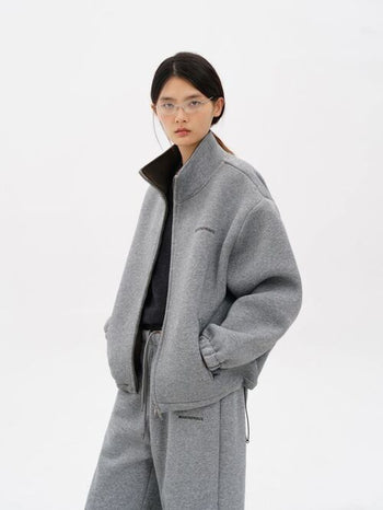 [MASONPRINCE] Heavyweight Air Layer Stand Collar Hoodie Set