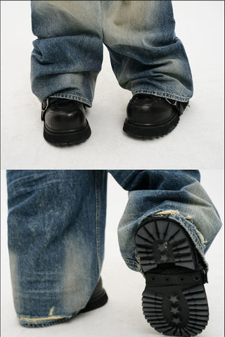 [MASONPRINCE] Snow Washed Wide Leg Denim Pants
