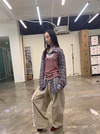 [NEVERSEEZ] Quick-Dry Wide Leg Parachute Pants