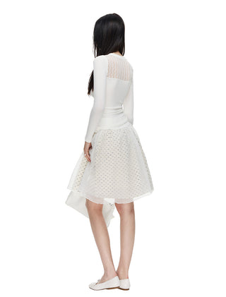 [NECY] Pure Floral Lace Ribbon Slim Top
