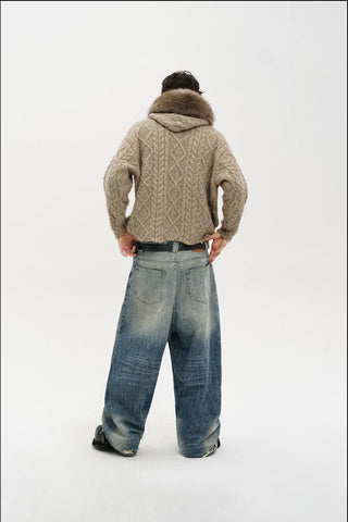 [MASONPRINCE] Snow Washed Wide Leg Denim Pants