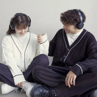 Cable knit unisex cardigan