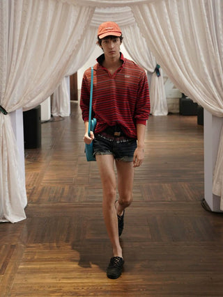 [Moromoro2] Layered Striped Polo Shirt