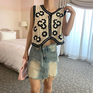 Vintage washed denim mini skirt