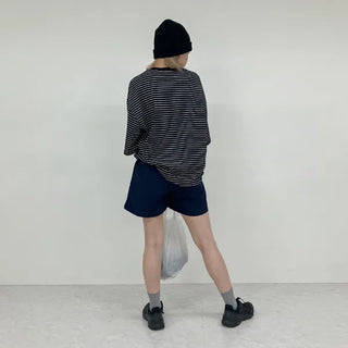 Striped round short-sleeved T-shirt