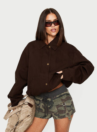 Jaxton Lightweight Denim Jacket Washed Brown