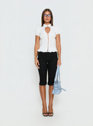 Yamila Keyhole Blouse Top White