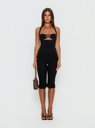 Julina Halter Cut Out Top Black