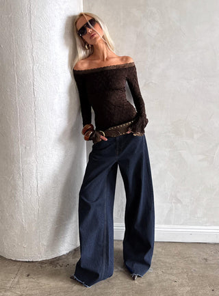 Mochapella Off The Shoulder Top Brown