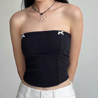 Bowknot solid backless tube top