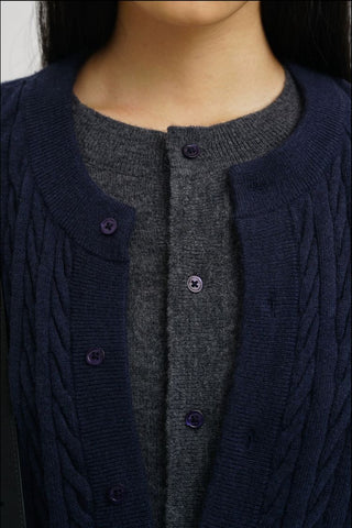 [MASONPRINCE] Two-Tone Cable Knit Cardigan