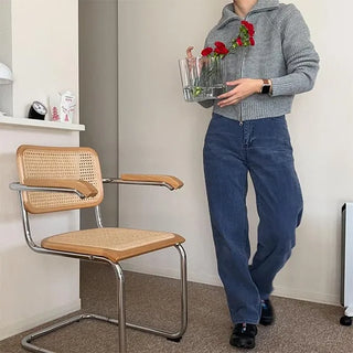 High-neck zip-up cardigan