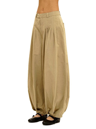 [Moromoro2] Cotton Pleated Tapered Wide  Pants