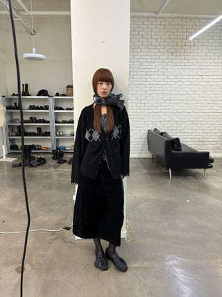 [NeverSeez] Flocked Cropped Wide Leg Jeans