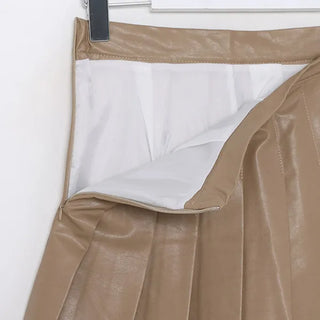 Leather pleated skirt
