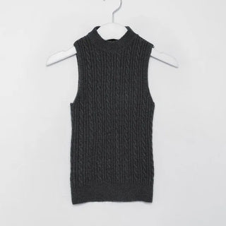 Cable cardigan & sleeveless knit set