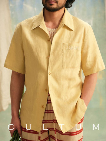 [CULTUM] Linen Cuban Collar Shirt