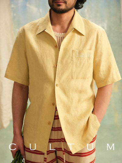 [CULTUM] Linen Cuban Collar Shirt