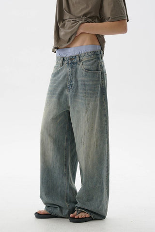 [MASONPRINCE] Washed Denim Wide Leg Pants