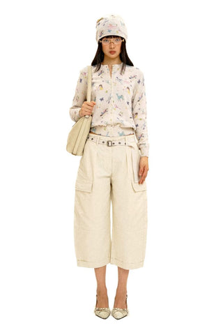 [Moromoro2] Horse & Rabbit Print Crew Neck  Cardigan