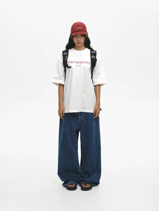 [MASONPRINCE] Slub Cotton Distressed Logo Tee