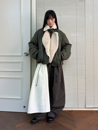 [NEVERSEEZ] Lapel Fleece Diagonal Zipper Jacket