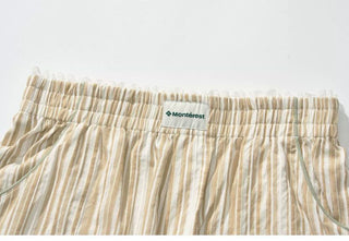 [Monterest] Lace Trim Striped Relaxed Shorts