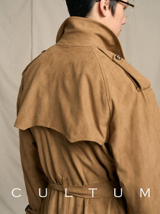 [CULTUM] Faux Suede Trench Coat