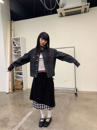 NEVERSEEZ Checkered Patchwork Skirt