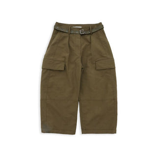 [Moromoro2] 3D Silhouette Belted Work Cropped  Pants