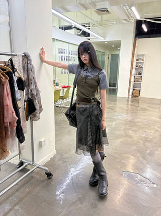 [NeverSeez] Ribbed Button-Front Cami Top