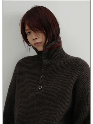 MASONPRINCE Stand Collar Knit Sweater