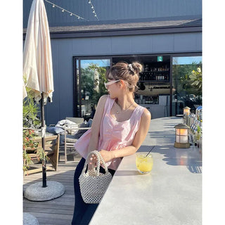 Shirred sleeveless blouse