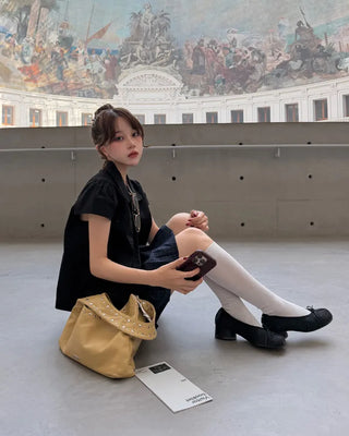 Double-breasted, oversized collar shirt