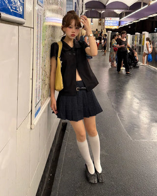 Double-breasted, oversized collar shirt