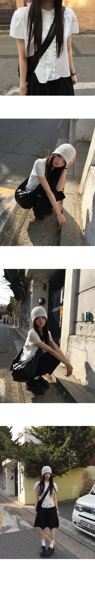 Kyoto frill short-sleeved blouse