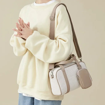 Canvas Natural Mini Two-Way Tote Bag (with Pouch)