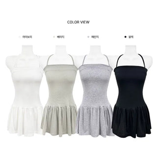 Grand Layered Halter Square Neck Dress