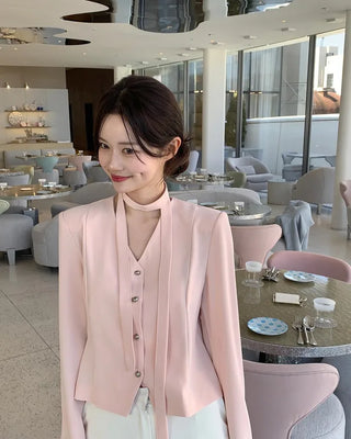 Tie jacket & blouse set