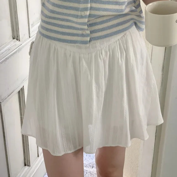 Elastic shirred mini skirt